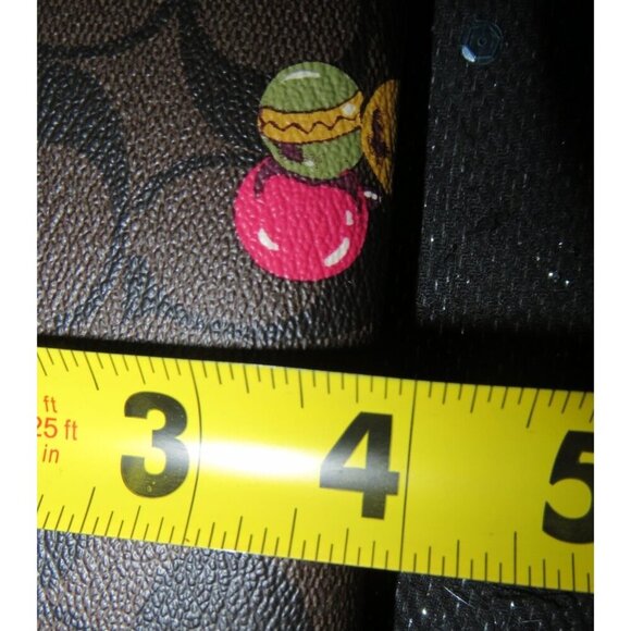 Coach Signature Christmas Print Zip Around Wristlet Wallet Durable Coated Canvas - Picture 5 of 5